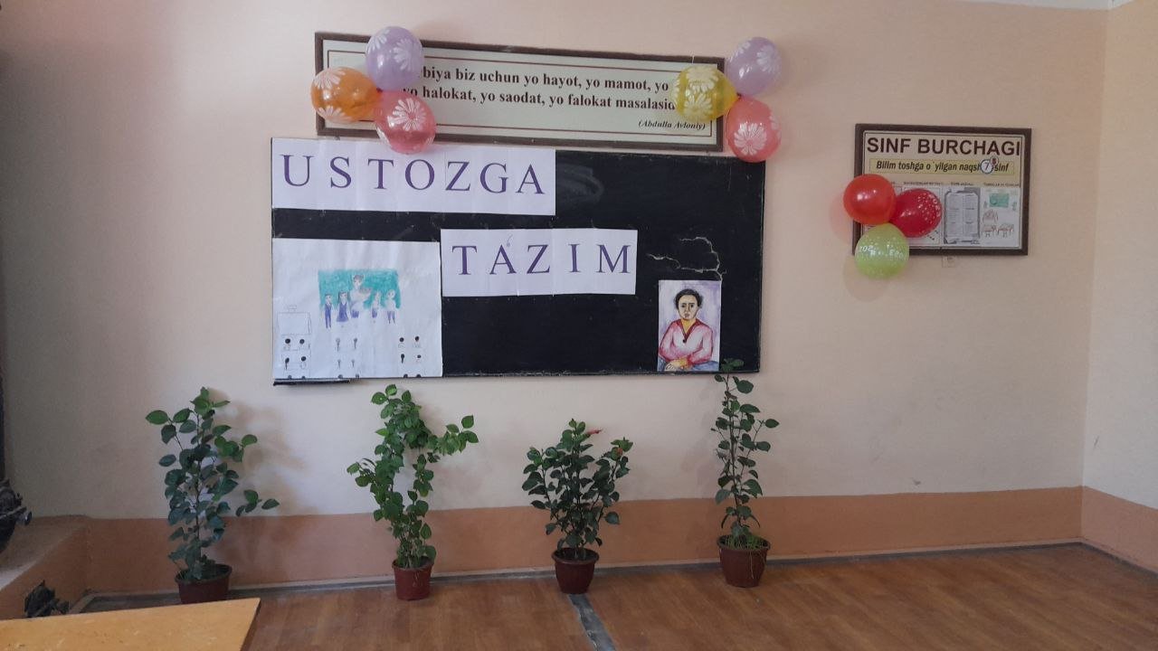 Maktabimizning 7-b sinf òquvchilari ishtirokida "USTOZGA TA'ZIM"nomli tadbir bólib òtdi.